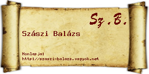 Szászi Balázs névjegykártya