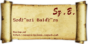 Szászi Balázs névjegykártya